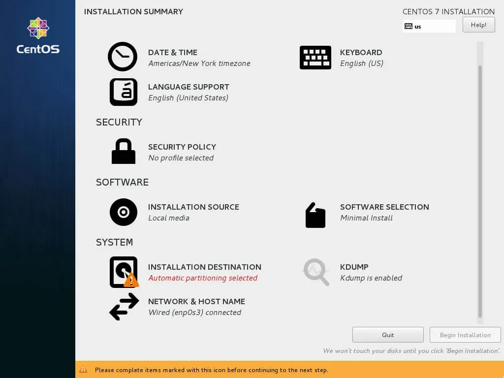 Install CentOS 7 Minimal - Step 6