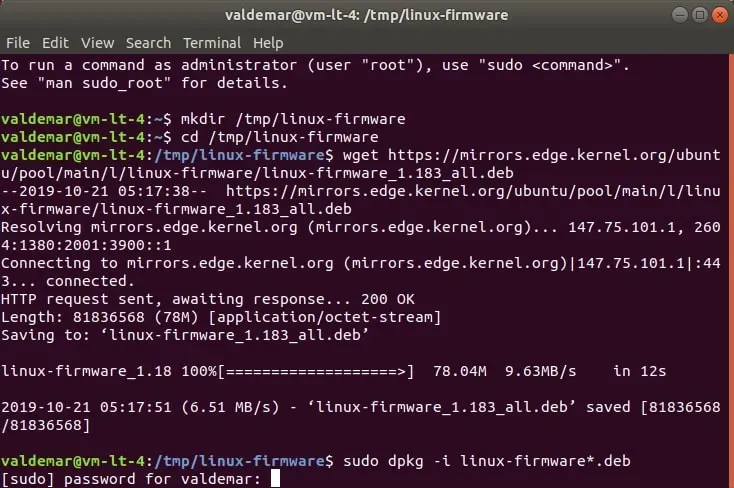 Install Firmware for Kernel Drivers on Ubuntu - Step 6