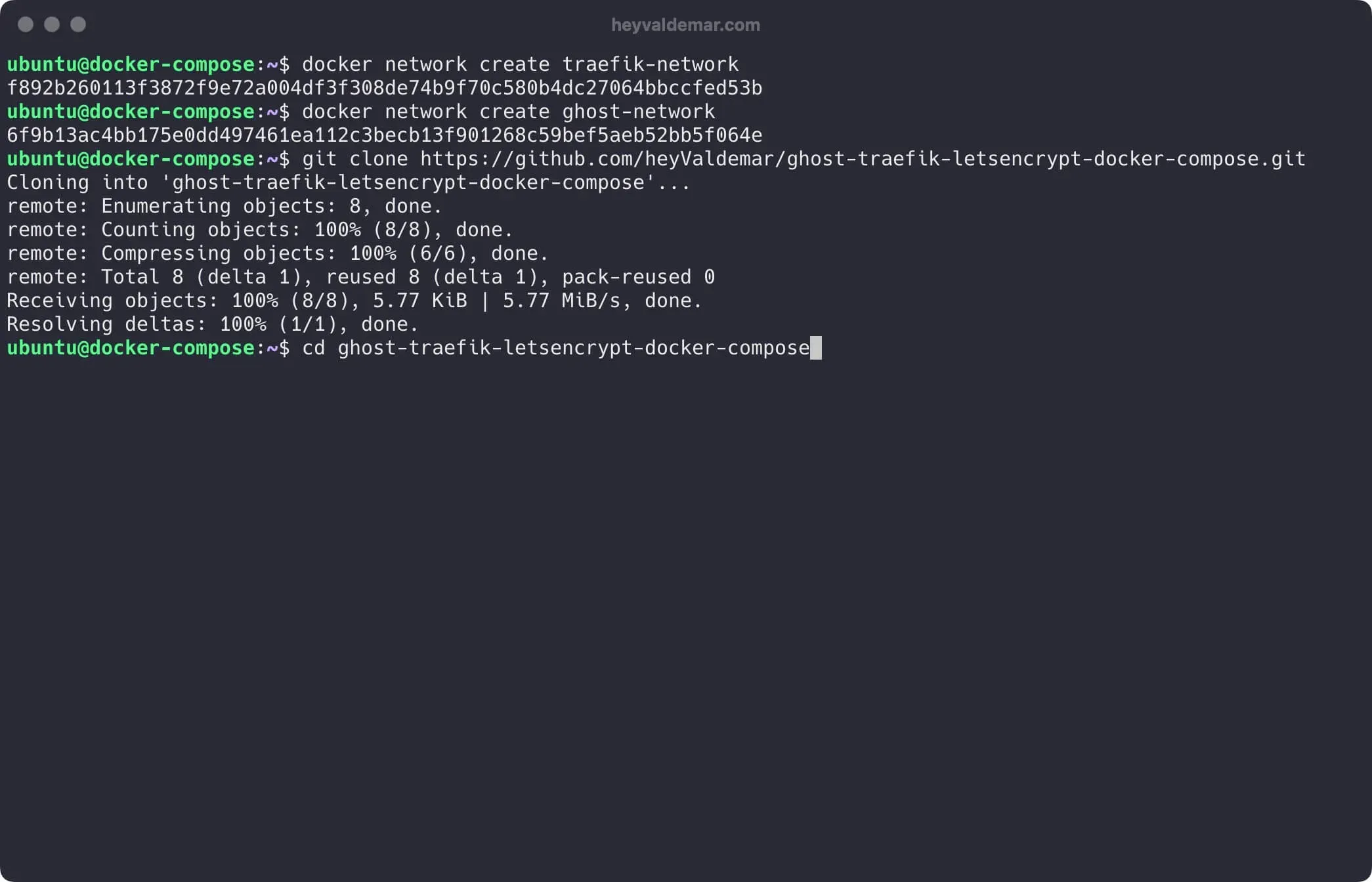 Install Ghost Using Docker Compose - Step 4