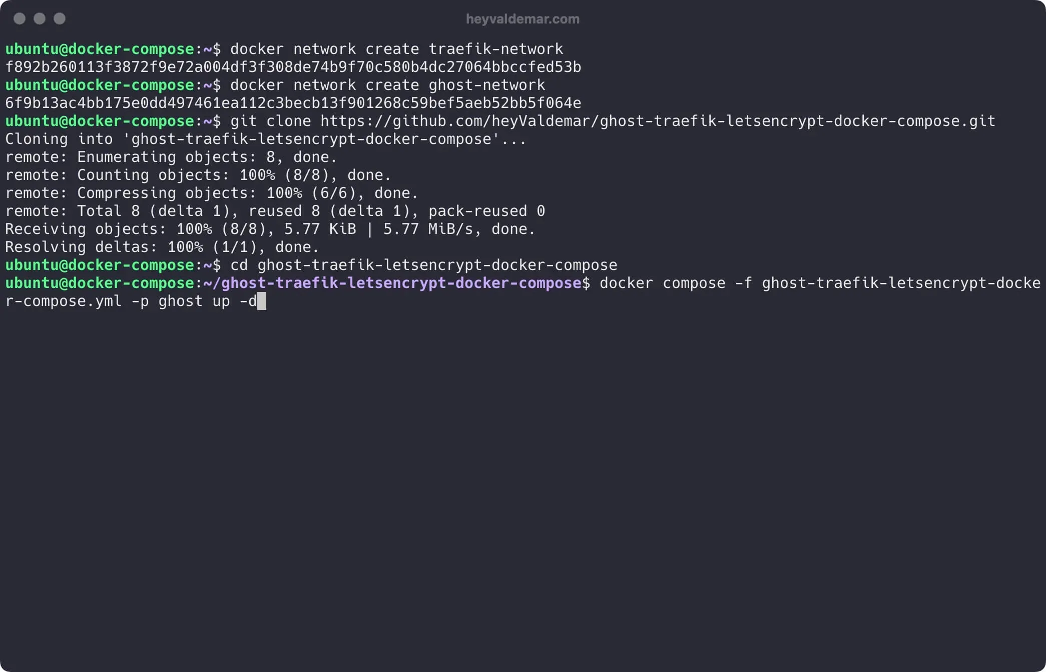 Install Ghost Using Docker Compose - Step 5
