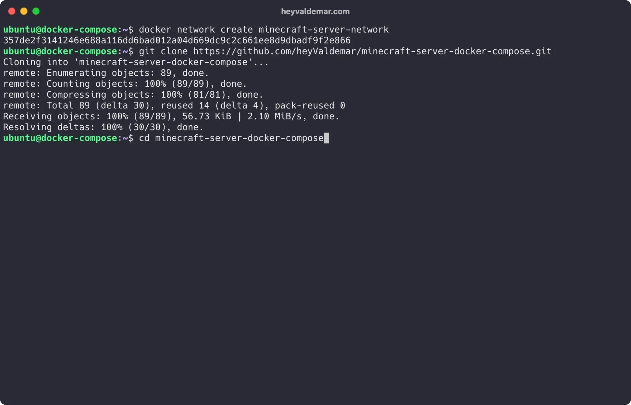 Install Minecraft Server Using Docker Compose - Step 3