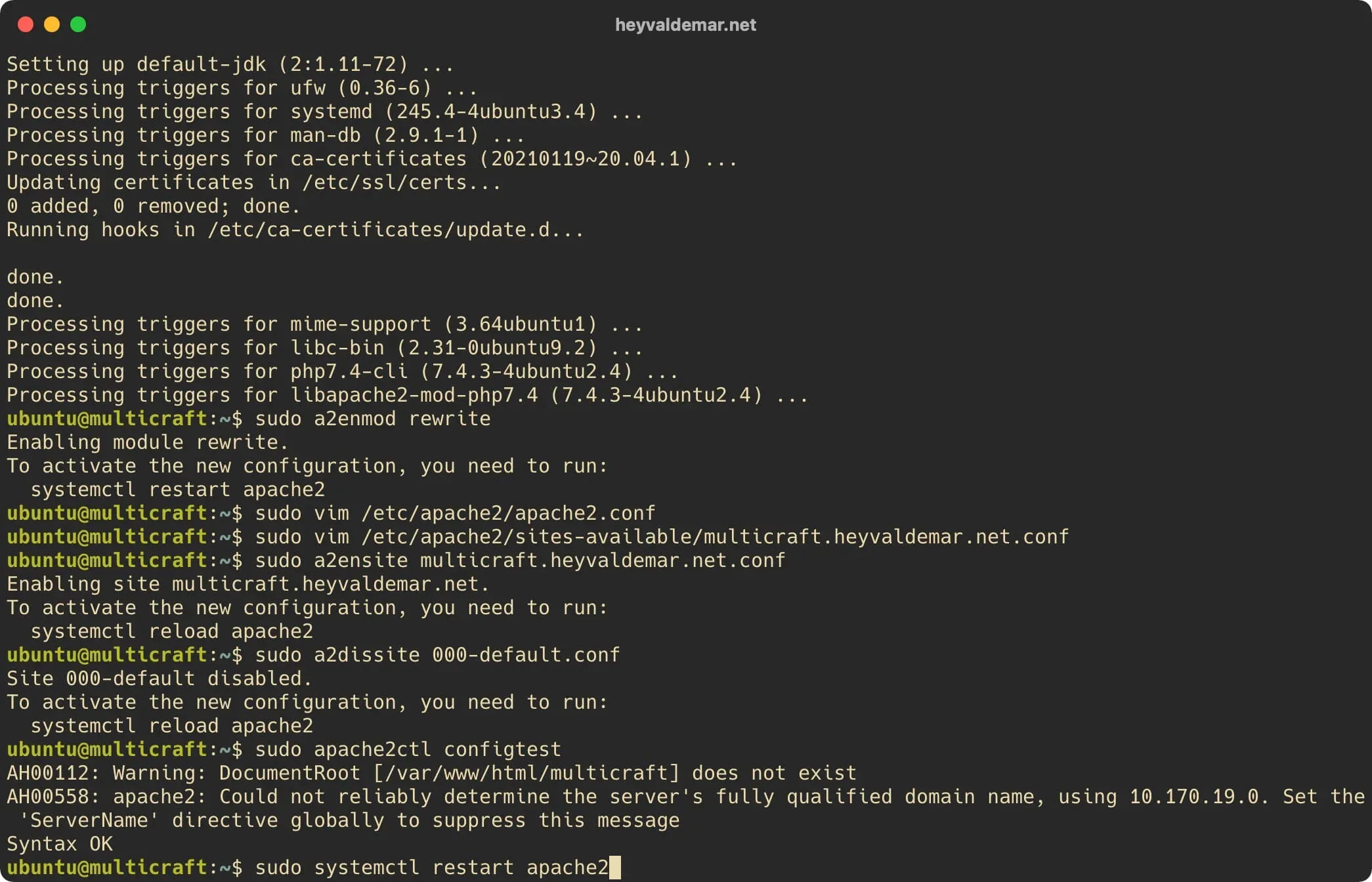 Install Multicraft on Ubuntu Server - Step 13