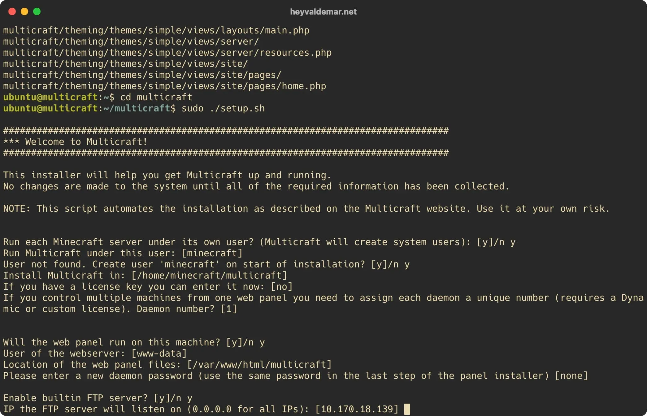 Install Multicraft on Ubuntu Server - Step 56