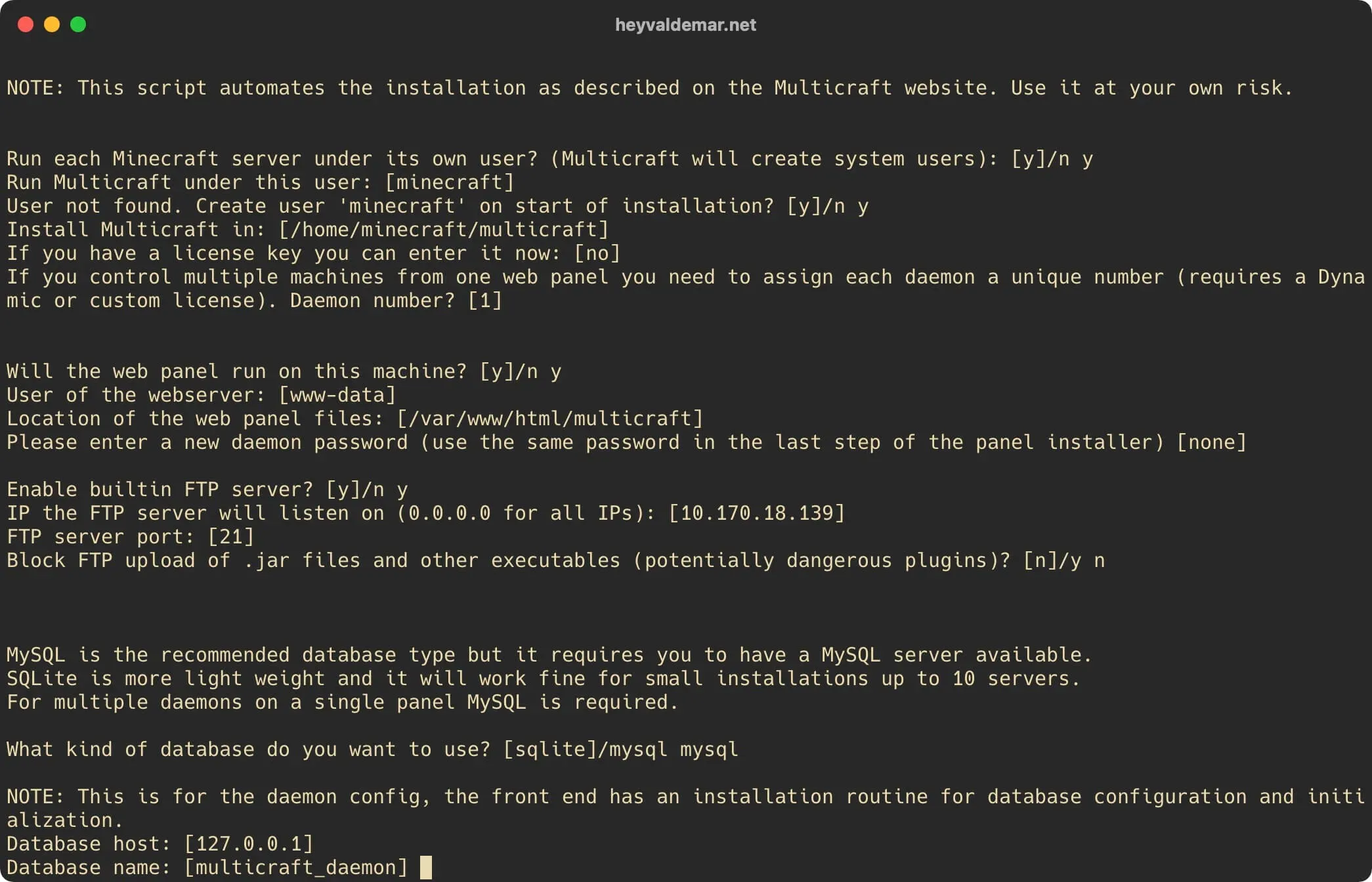 Install Multicraft on Ubuntu Server - Step 61
