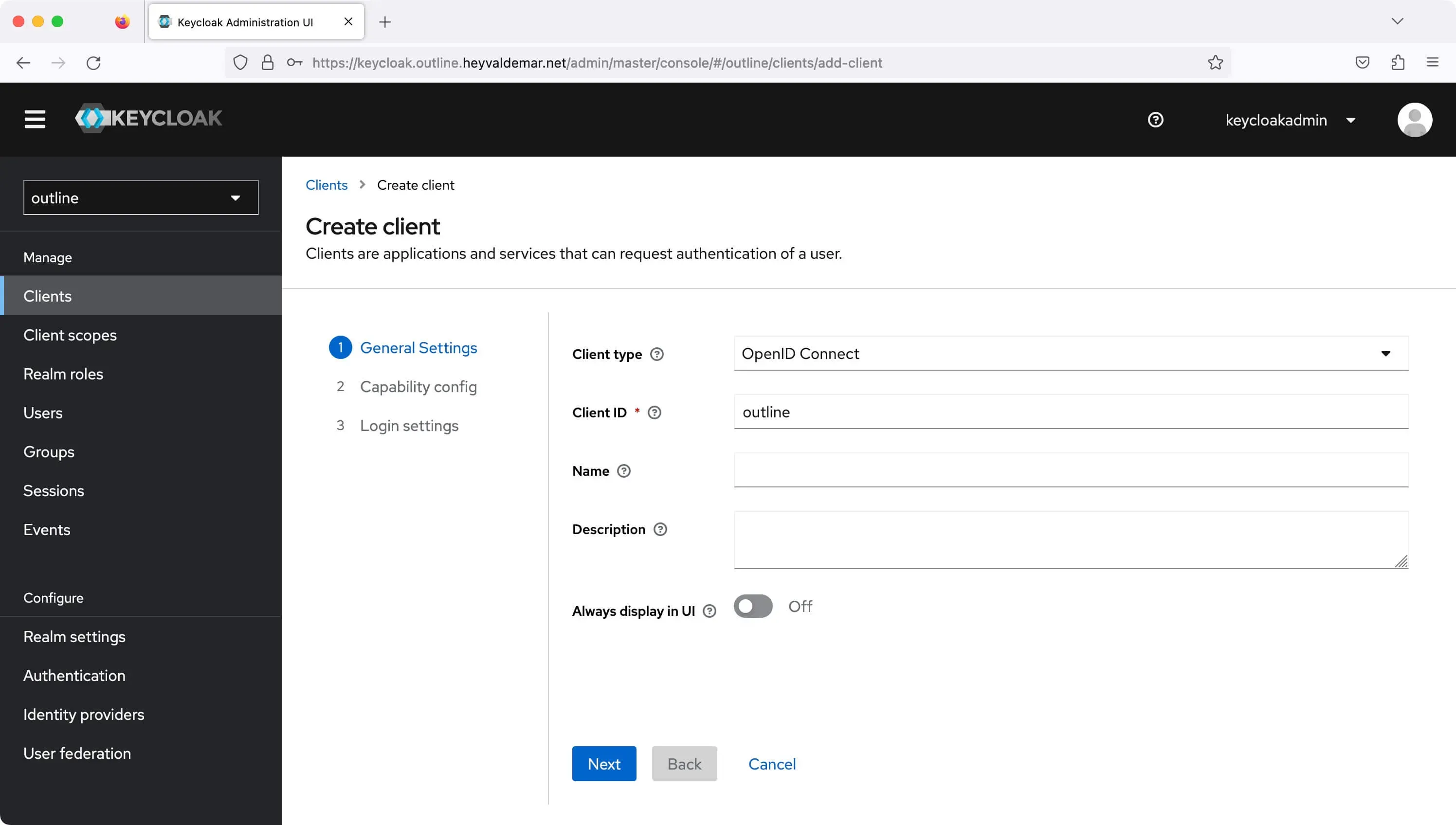 Install Outline and Keycloak Using Docker Compose - Step 13