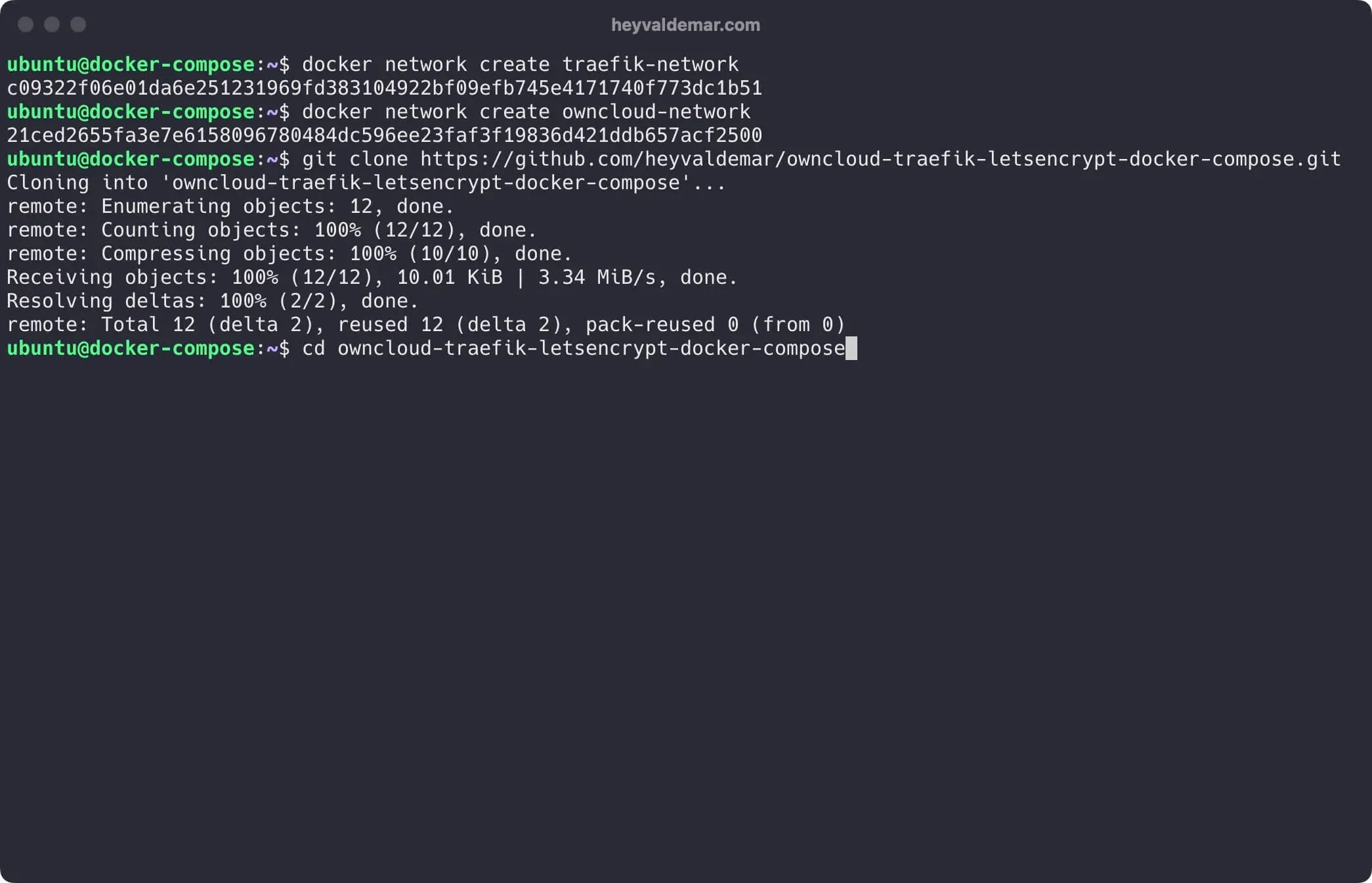 Install ownCloud Using Docker Compose - Step 4