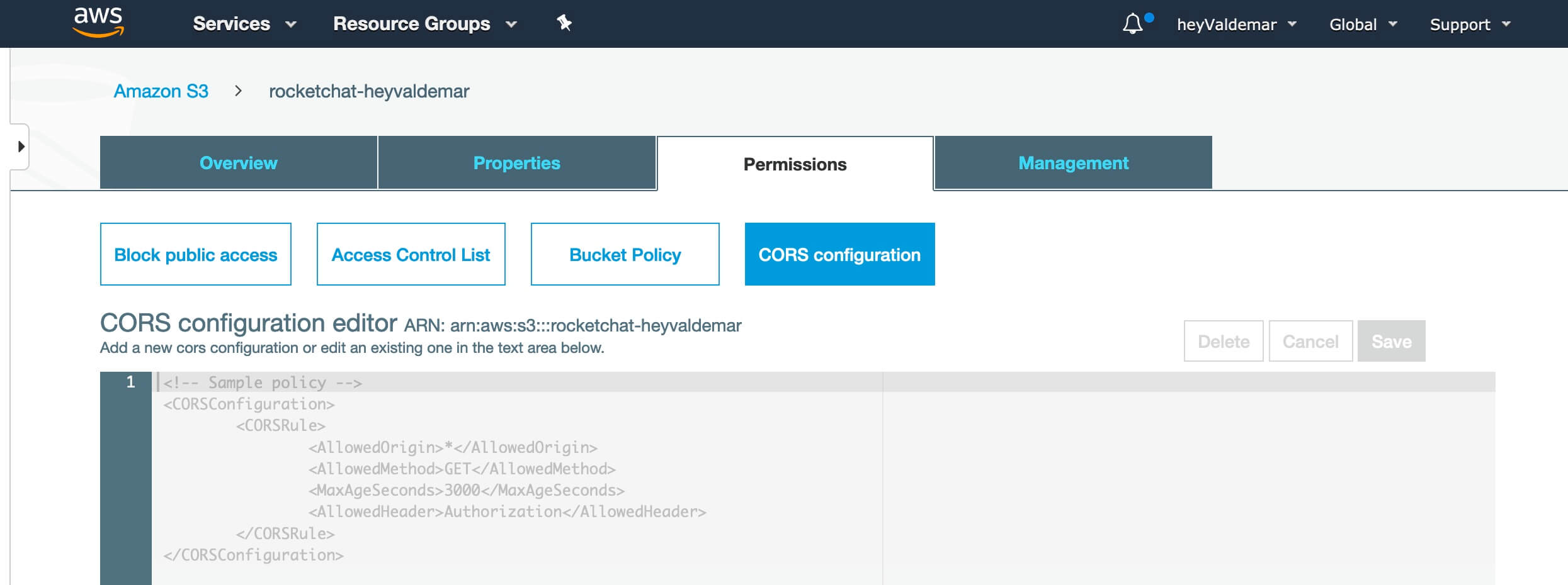 Configure Amazon S3 for Rocket.Chat File Sharing