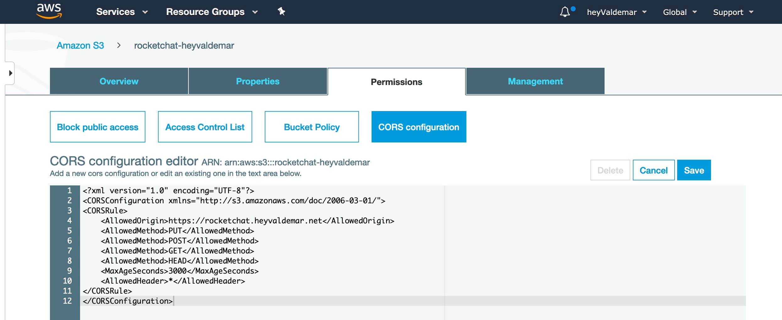 Configure Amazon S3 for Rocket.Chat File Sharing