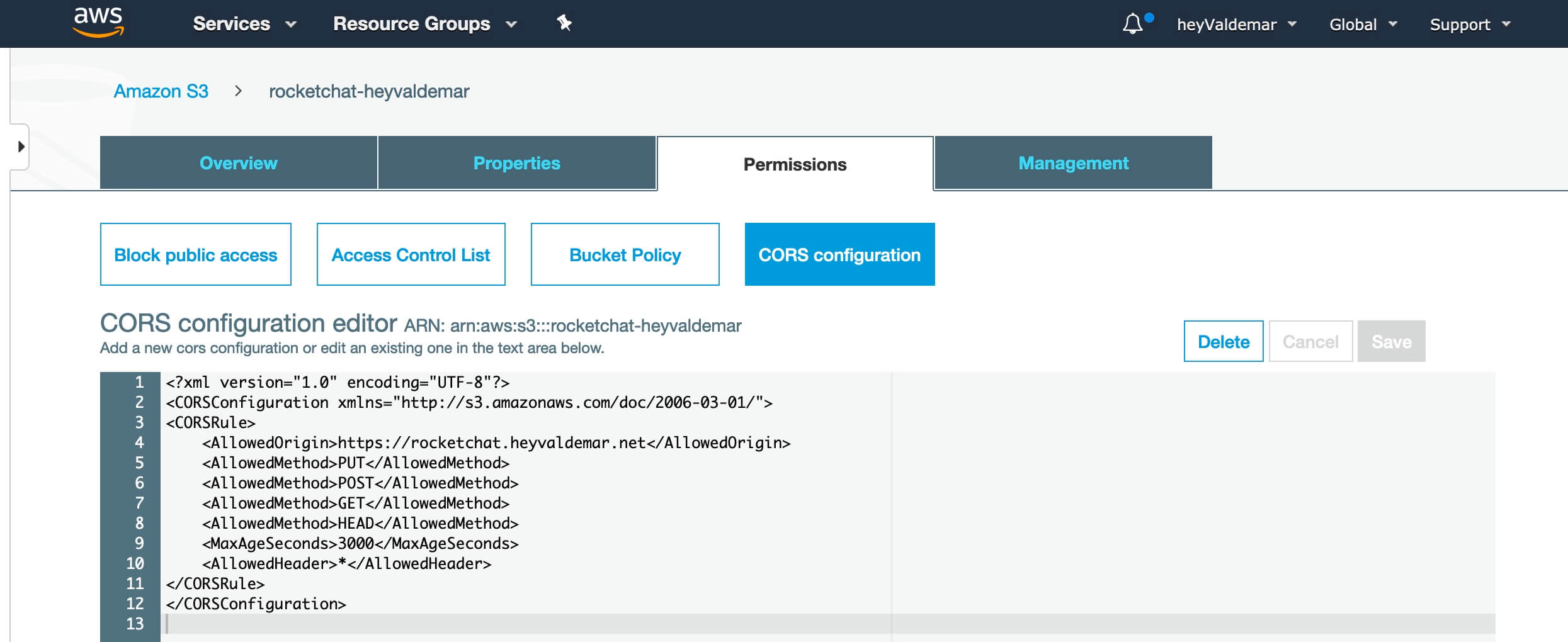 Configure Amazon S3 for Rocket.Chat File Sharing