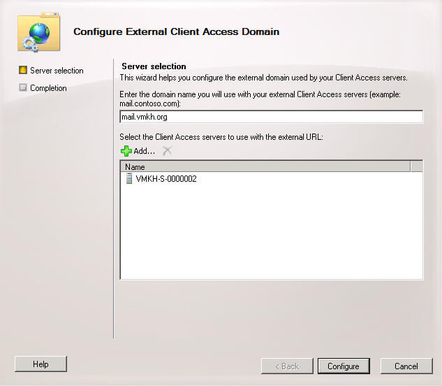 Configure Exchange Server 2010