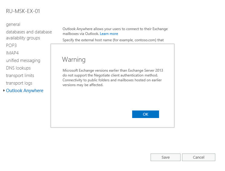 Configure Exchange Server 2016