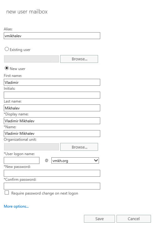 Configure Exchange Server 2016