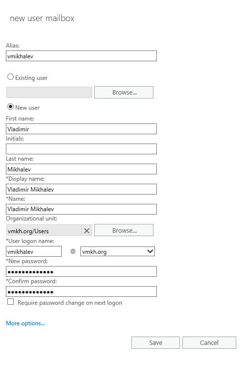 Configure Exchange Server 2016