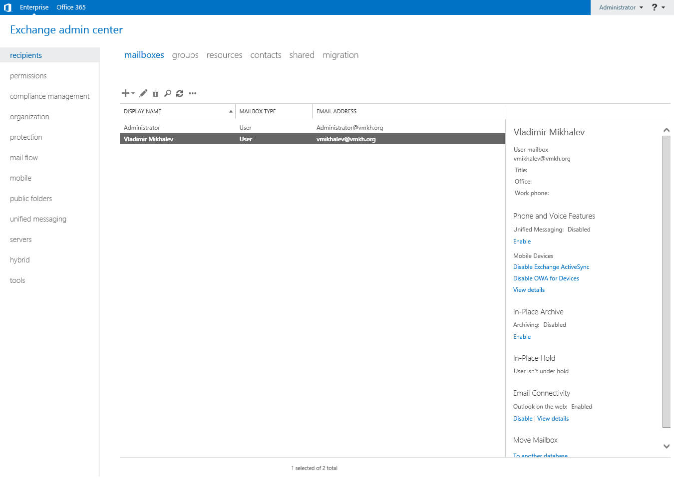 Configure Exchange Server 2016