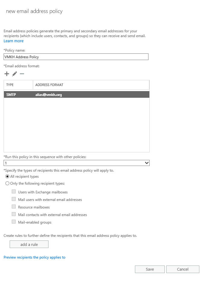 Configure Exchange Server 2016