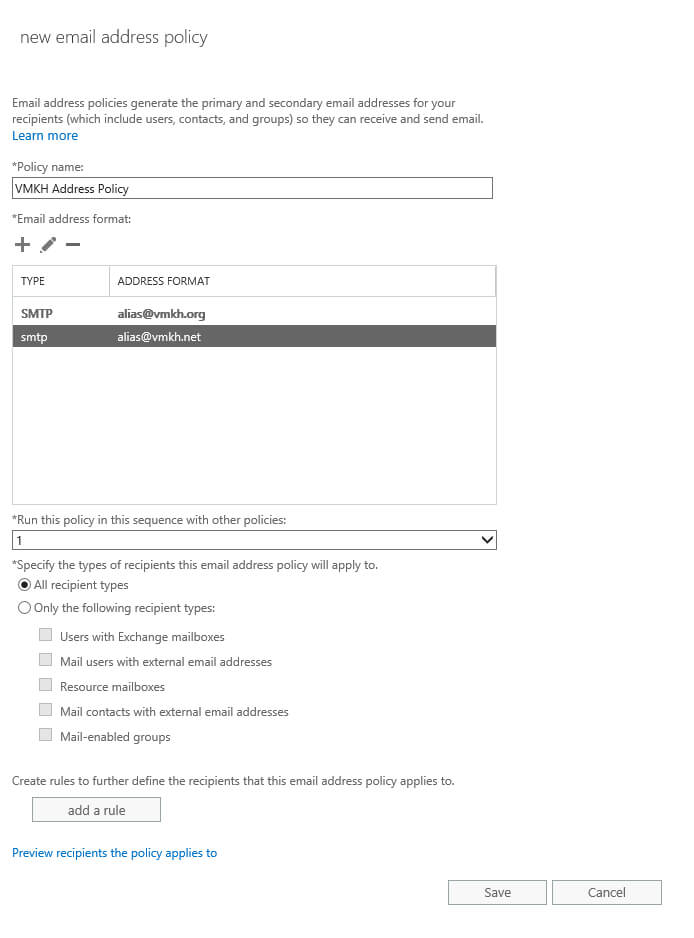 Configure Exchange Server 2016