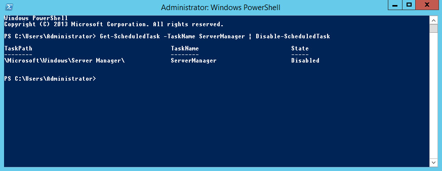 Disable Server Manager Autostart in Windows Server 2012 R2