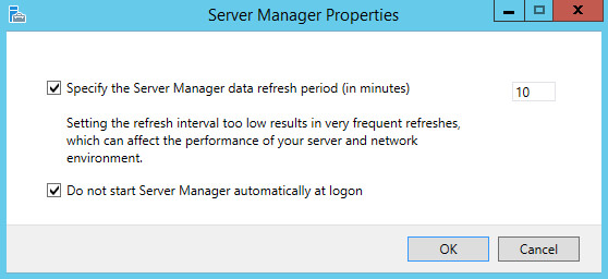 Disable Server Manager Autostart in Windows Server 2012 R2