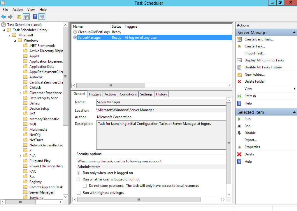 Disable Server Manager Autostart in Windows Server 2012 R2