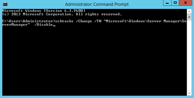 Disable Server Manager Autostart in Windows Server 2012 R2