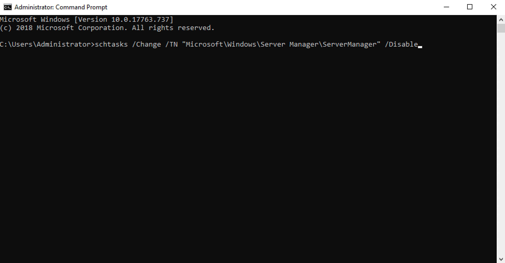 Disable Server Manager Autostart in Windows Server 2019