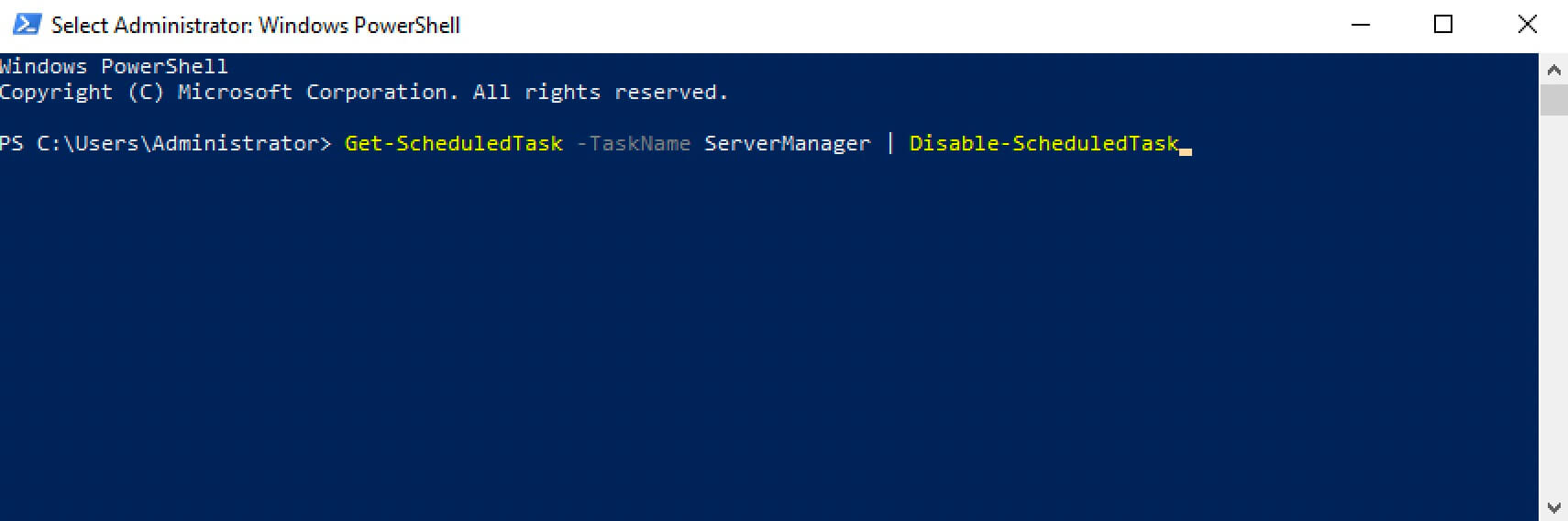 Disable Server Manager Autostart in Windows Server 2019