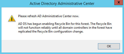 Enable the Active Directory Recycle Bin in Windows Server 2012 R2