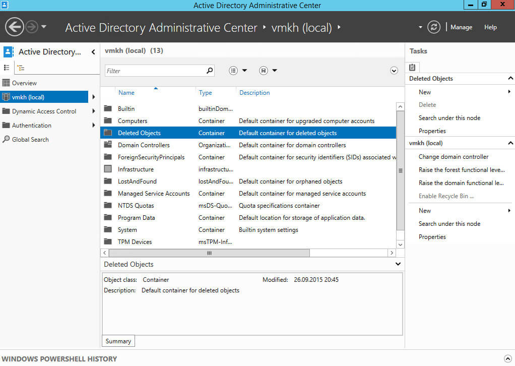 Enable the Active Directory Recycle Bin in Windows Server 2012 R2