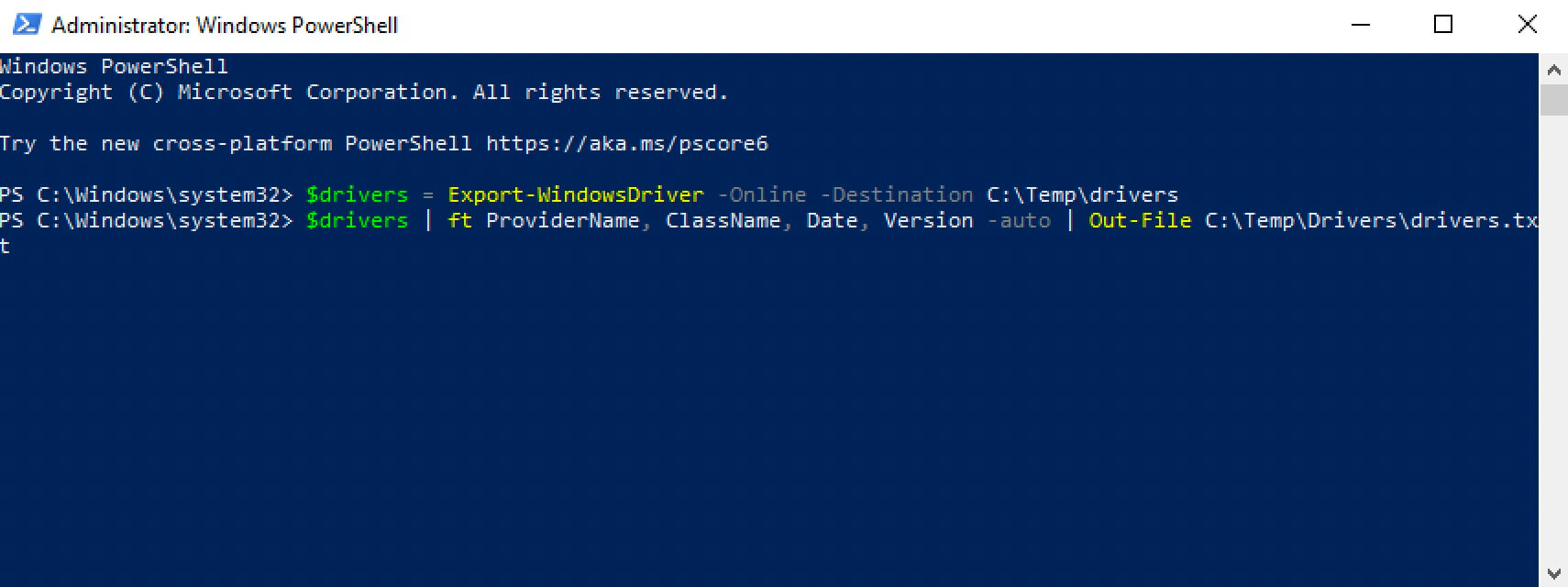 Export Drivers Using Windows PowerShell