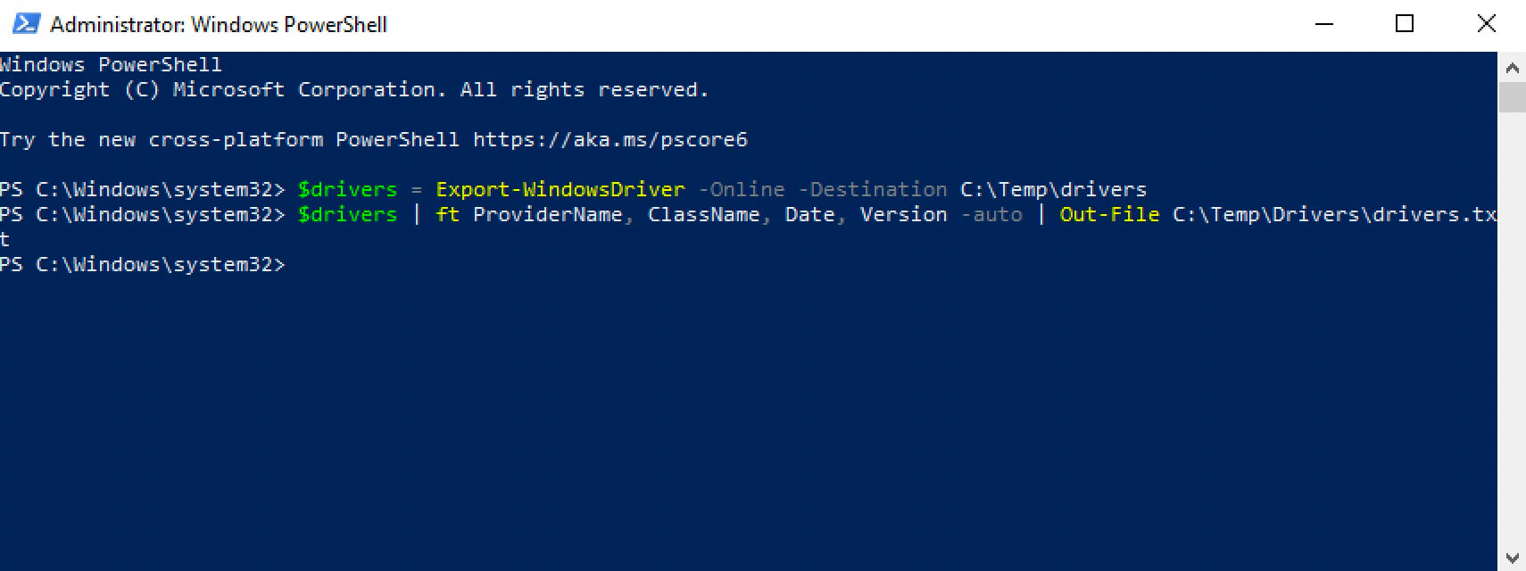 Export Drivers Using Windows PowerShell