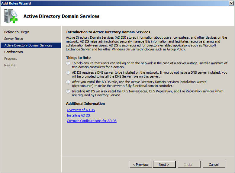 Install Active Directory Domain Services on Windows Server 2008 R2