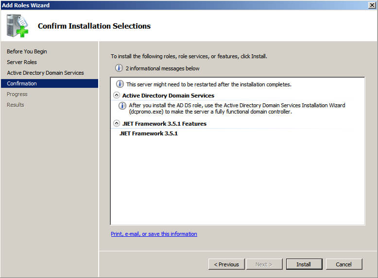 Install Active Directory Domain Services on Windows Server 2008 R2