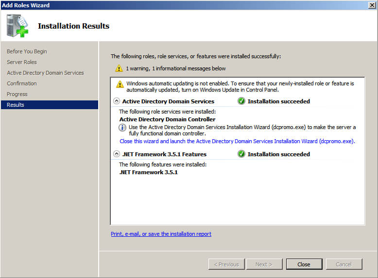 Install Active Directory Domain Services on Windows Server 2008 R2