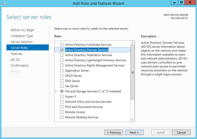 Install Active Directory Domain Services on Windows Server 2012 R2