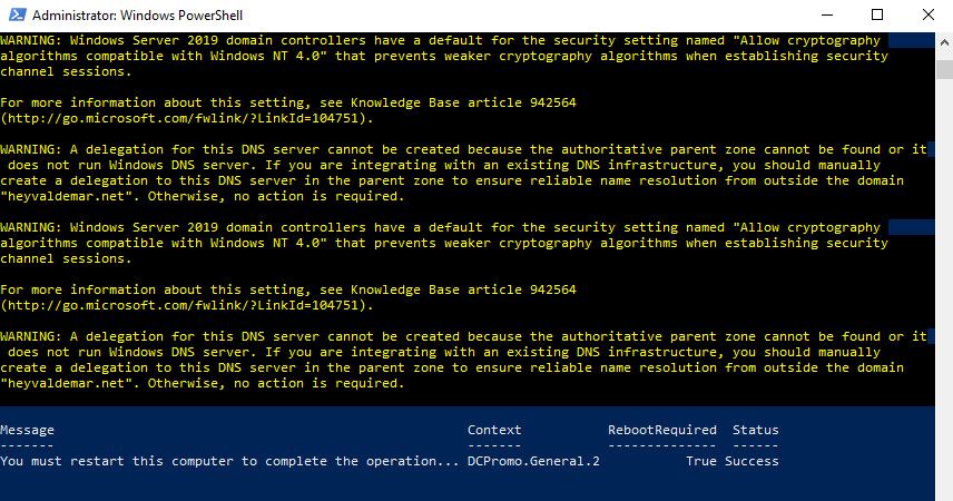 Install Active Directory Domain Services on Windows Server 2019 Server Core