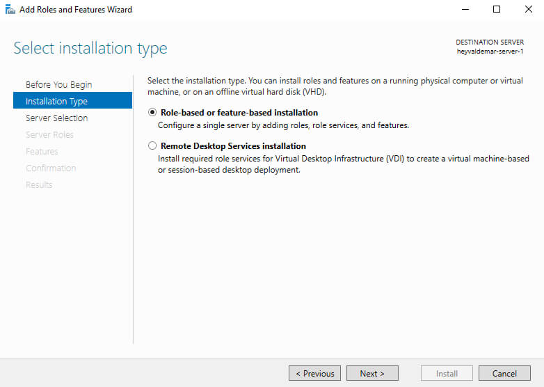 Install Active Directory Domain Services on Windows Server 2019
