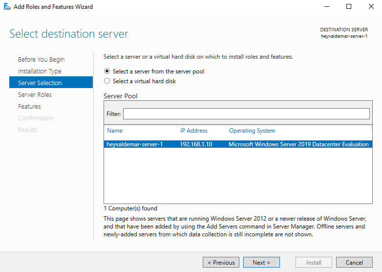 Install Active Directory Domain Services on Windows Server 2019