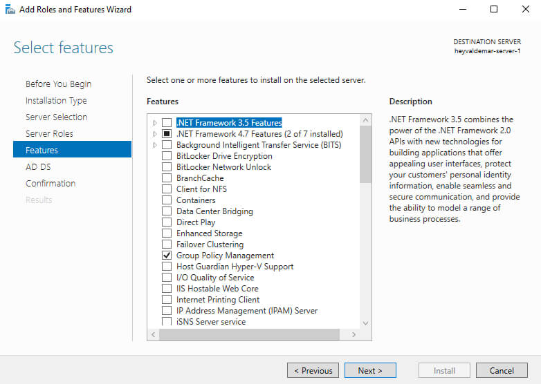 Install Active Directory Domain Services on Windows Server 2019