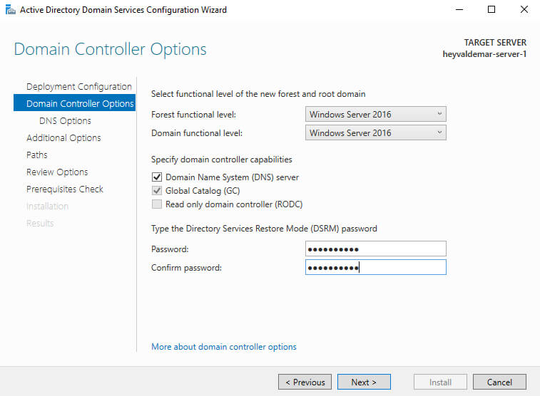 Install Active Directory Domain Services on Windows Server 2019