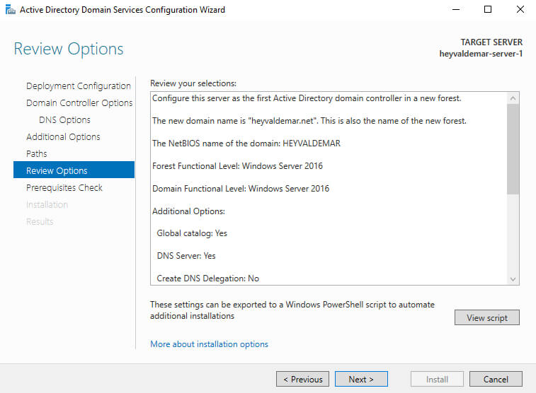 Install Active Directory Domain Services on Windows Server 2019