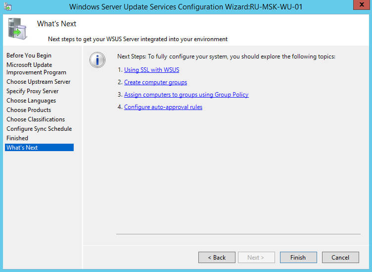 Install and Configure Windows Server Update Services on Windows Server 2012 R2