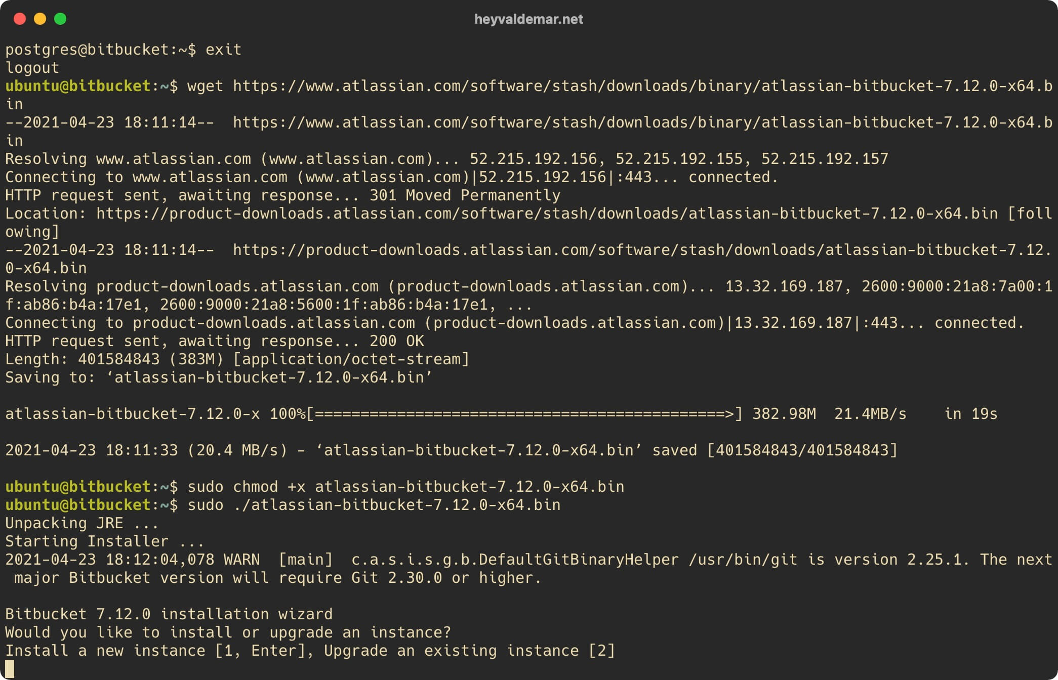 Install Bitbucket on Ubuntu Server