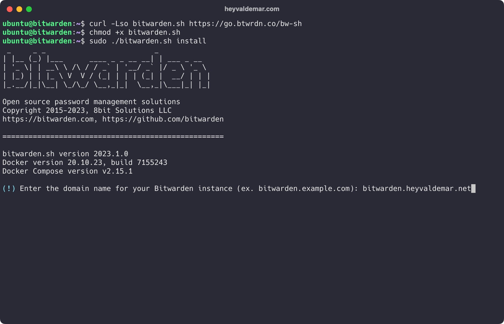 Install Bitwarden on Ubuntu Server 22.04 LTS