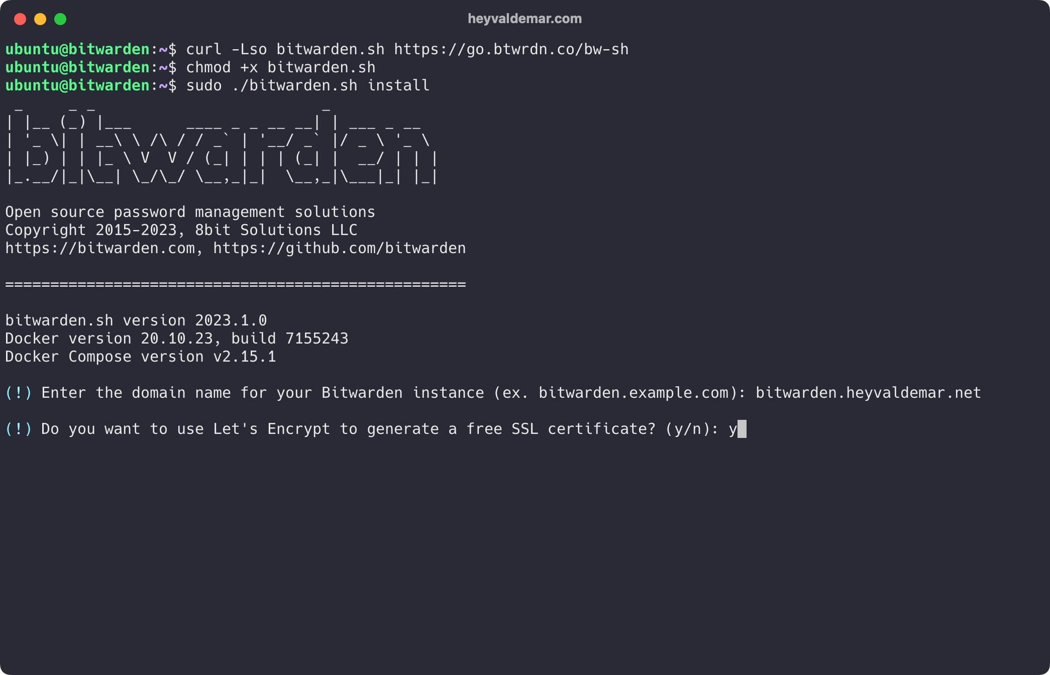 Install Bitwarden on Ubuntu Server 22.04 LTS
