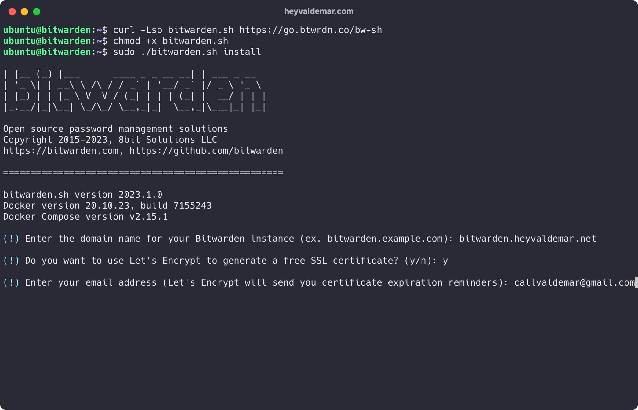 Install Bitwarden on Ubuntu Server 22.04 LTS