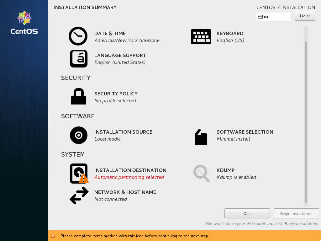 Install CentOS 7 Minimal