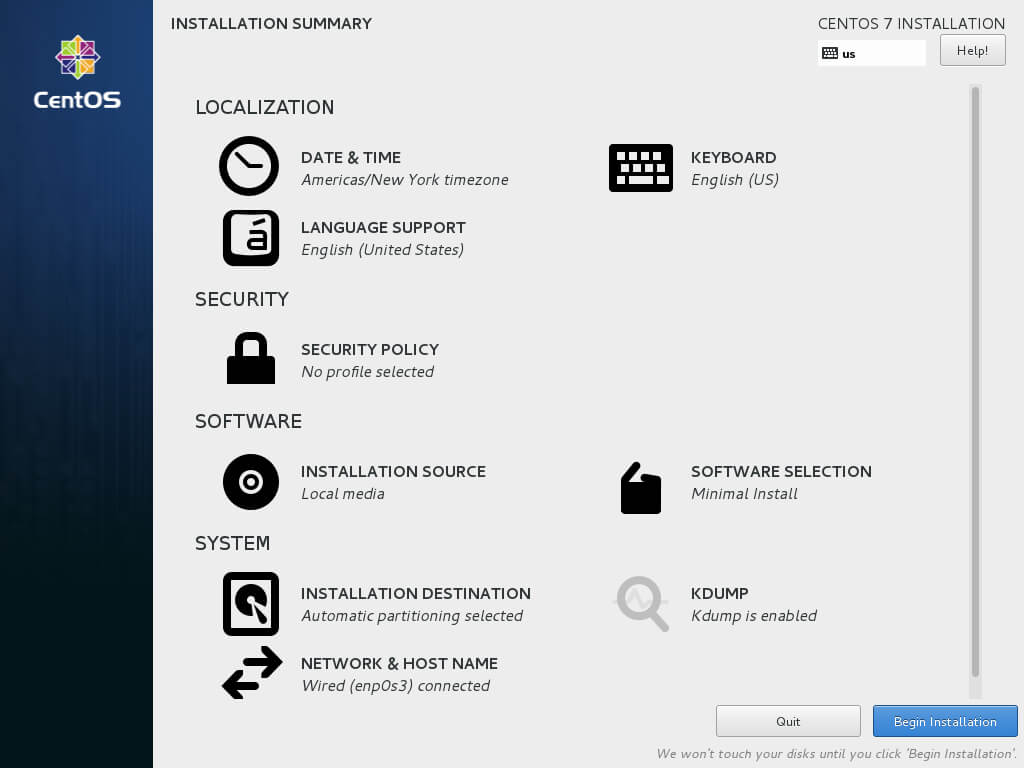 Install CentOS 7 Minimal