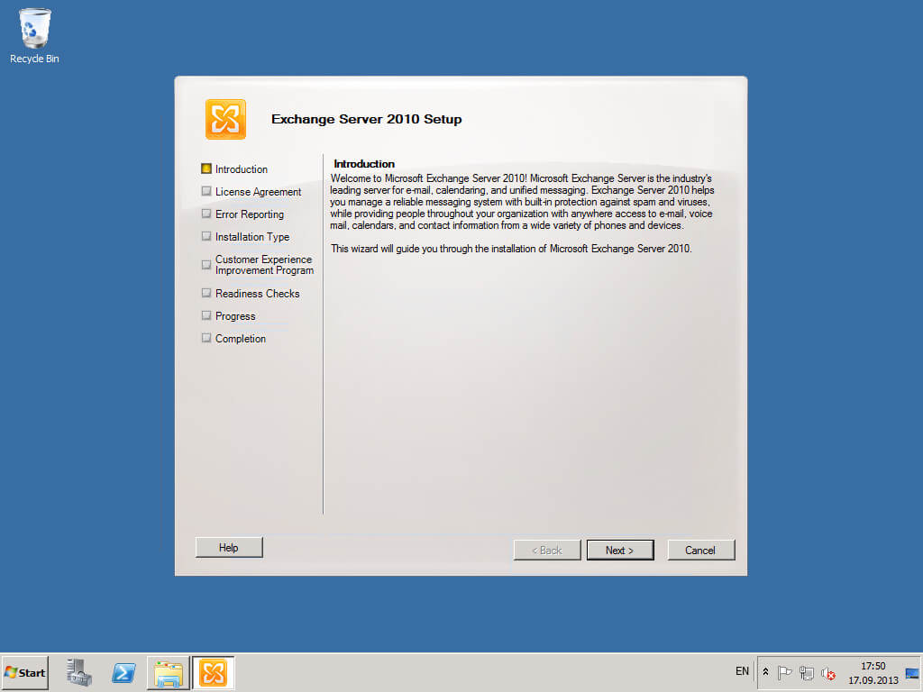 Install Exchange Server 2010