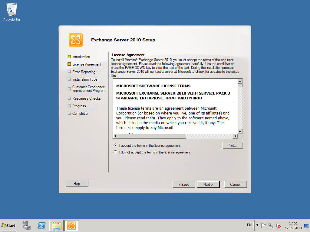 Install Exchange Server 2010