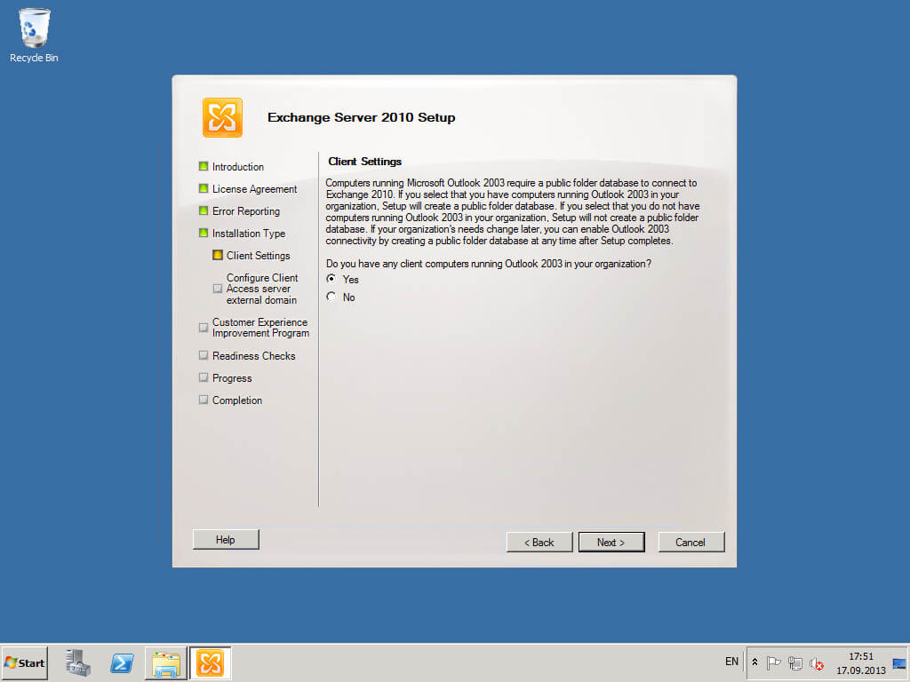 Install Exchange Server 2010